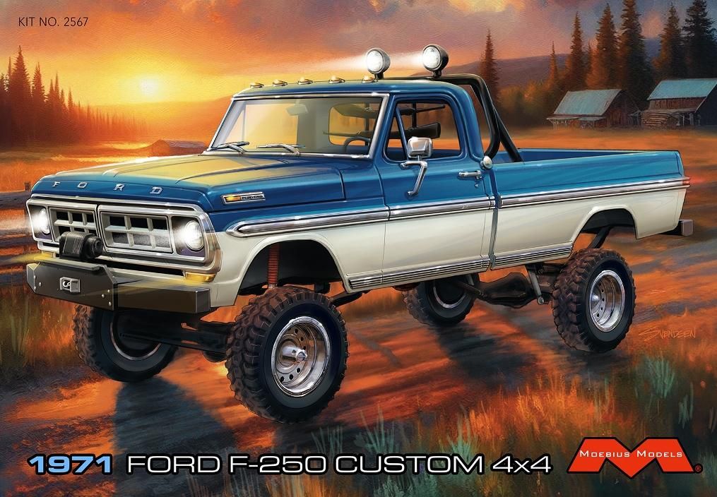 1971 Ford F-250 Custom Pickup 4X4 Model Kit by Moebius