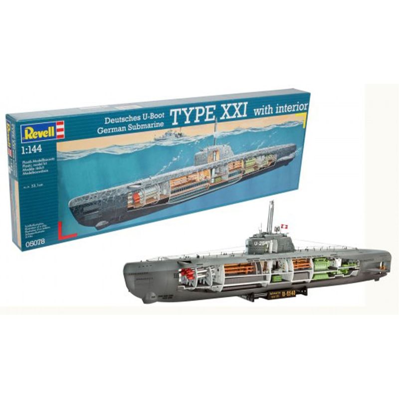German Submarine U-Boat Type XXI with Interior 1/144 Scale 05078
