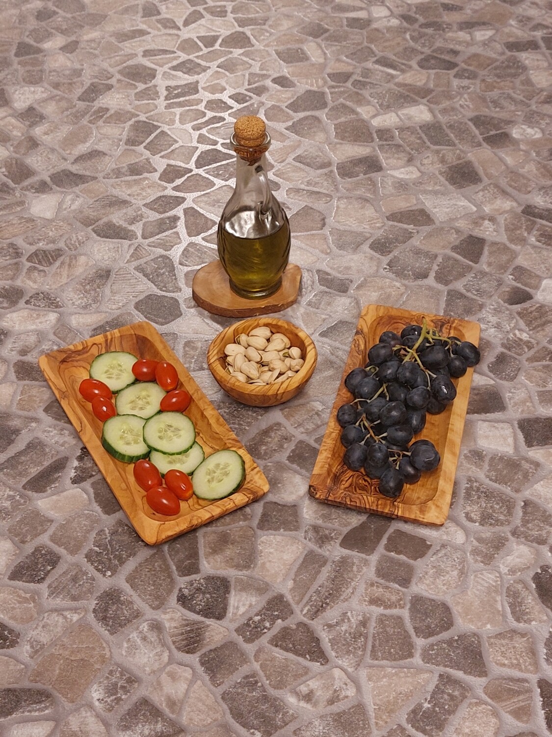 Schale eckig Servierschale aus Olivenholz Dekoschale Holzschale Snackschale  