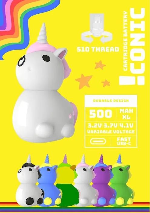ICONIC CARTRIDGE BATTERY 510 THREAD UNICORN DESIGN