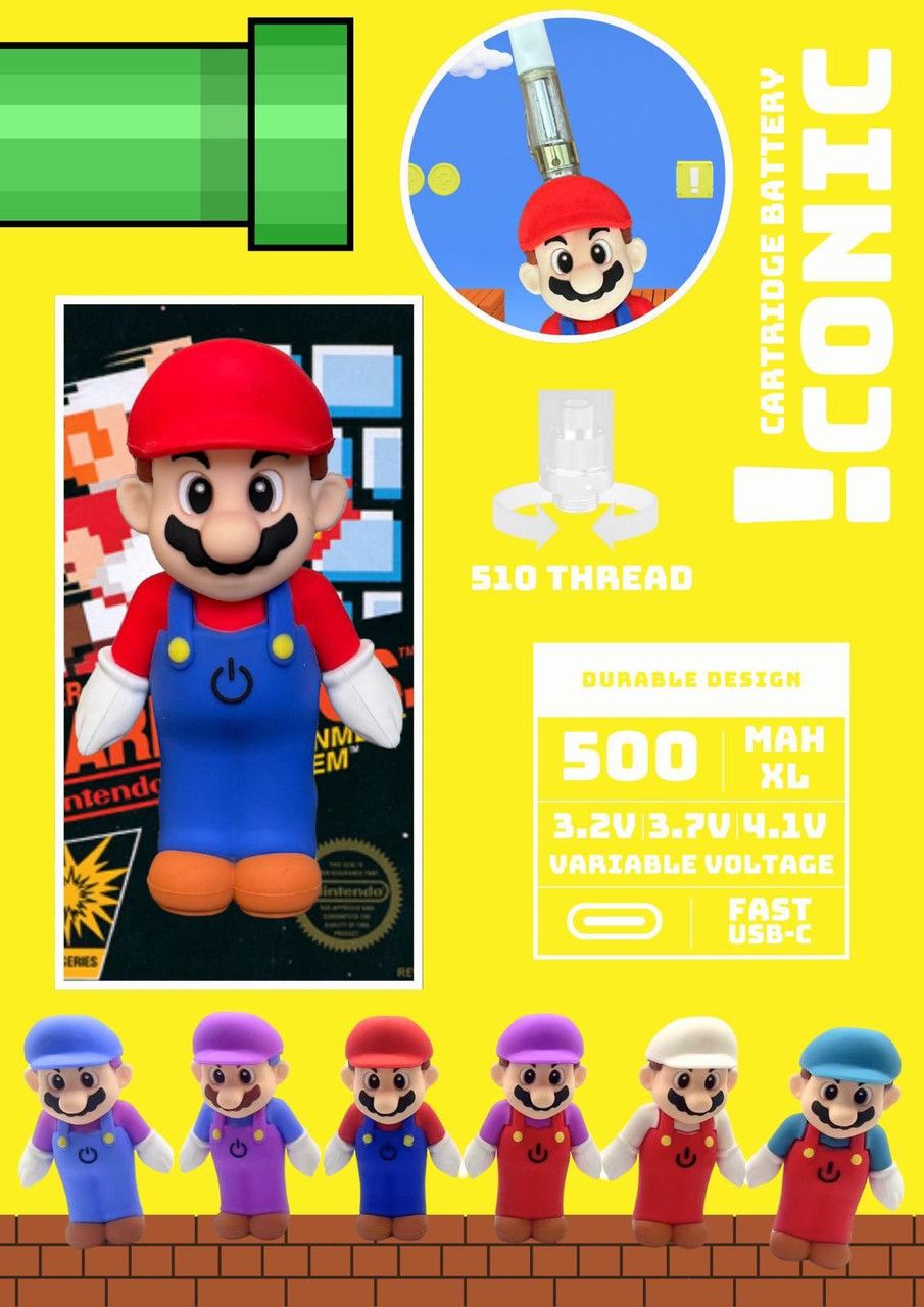 ICONIC CARTRIDGE BATTERY 510 THREAD MARIO DESIGN