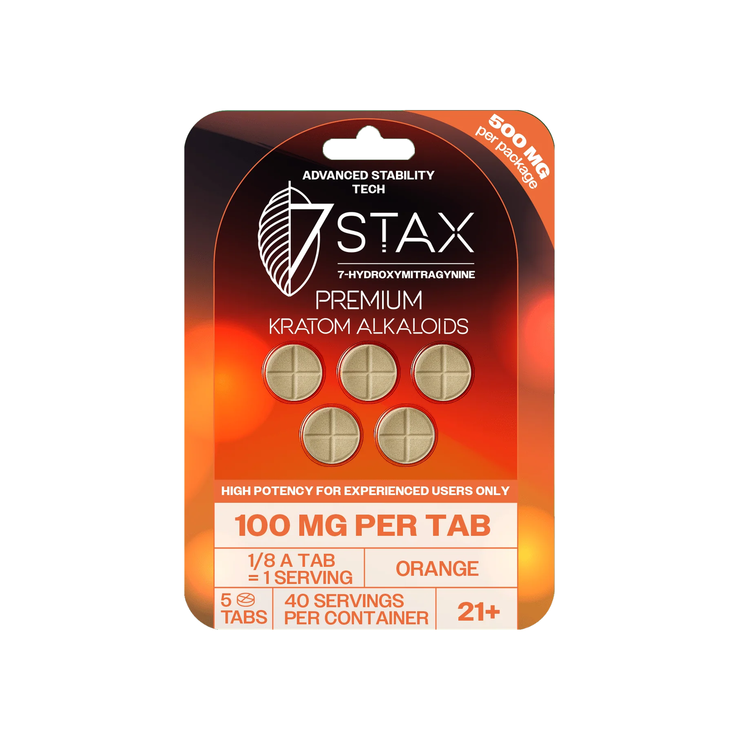7STAX 500MG 7-HYDROXY PREMIUM KRATOM ALKALOIDS 100MG X 5CT TABLETS
