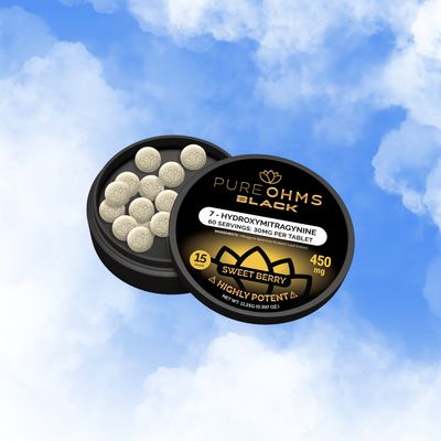 PURE OHMS BLACK 450MG7-HYDROXYMITRAYNINE 30MG X 15CT JAR PURE OHMS BLACK 450MG7-HYDROXYMITRAYNINE 30MG X 15CT JAR