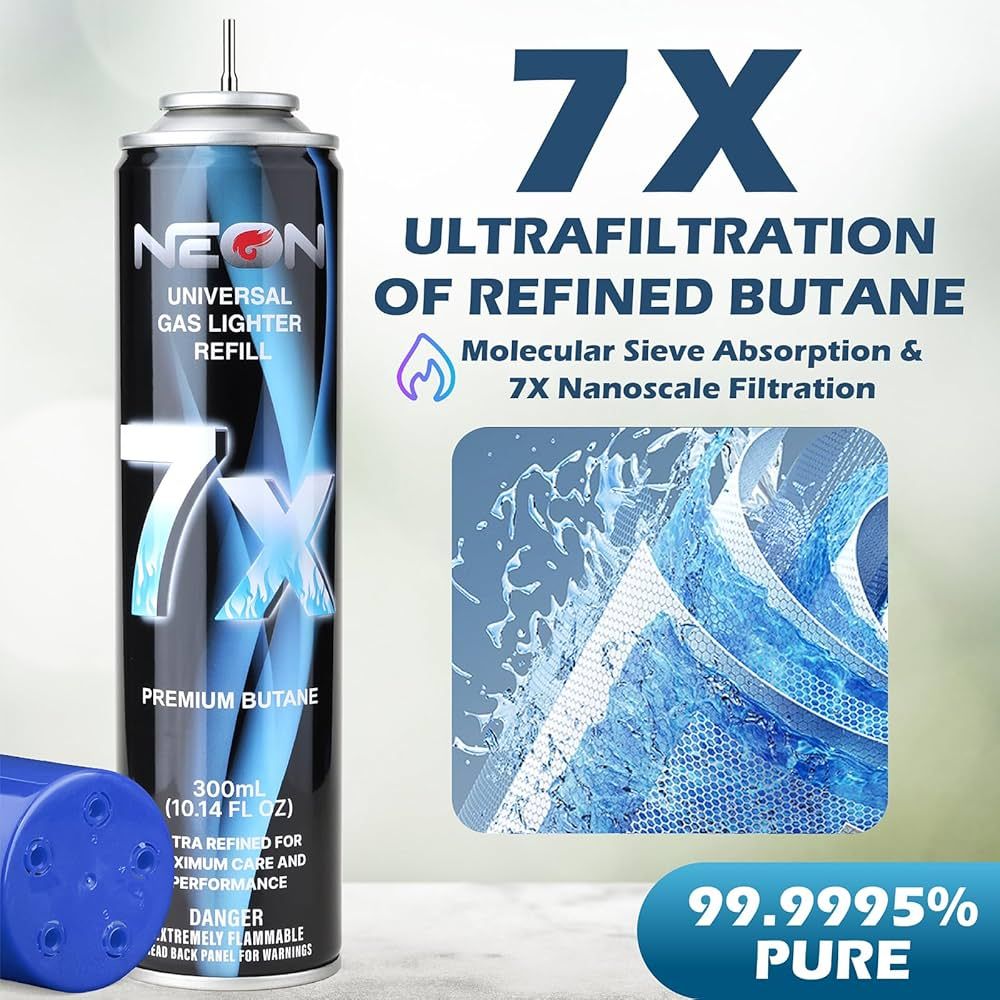 NEON 7X BUTANE LIGHTER GAS 300ML