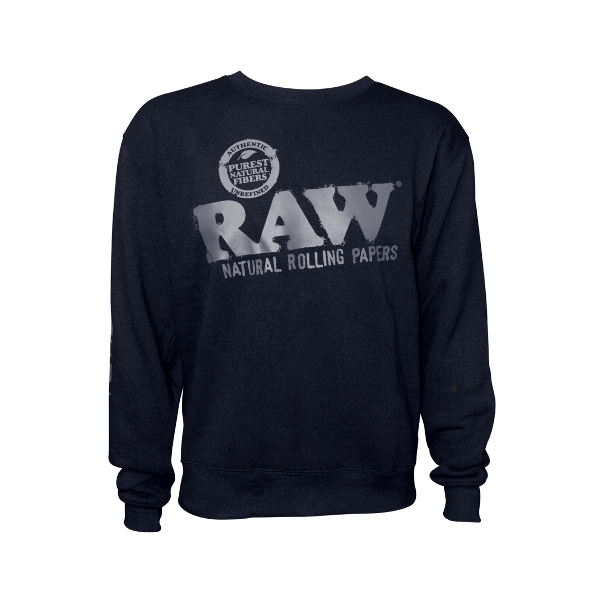 RAW NATURAL ROLLING PAPERS CREW NECK SWEATSHIRT BLACK LOGO (MEN)