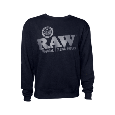 RAW NATURAL ROLLING PAPERS CREW NECK SWEATSHIRT BLACK LOGO (MEN)