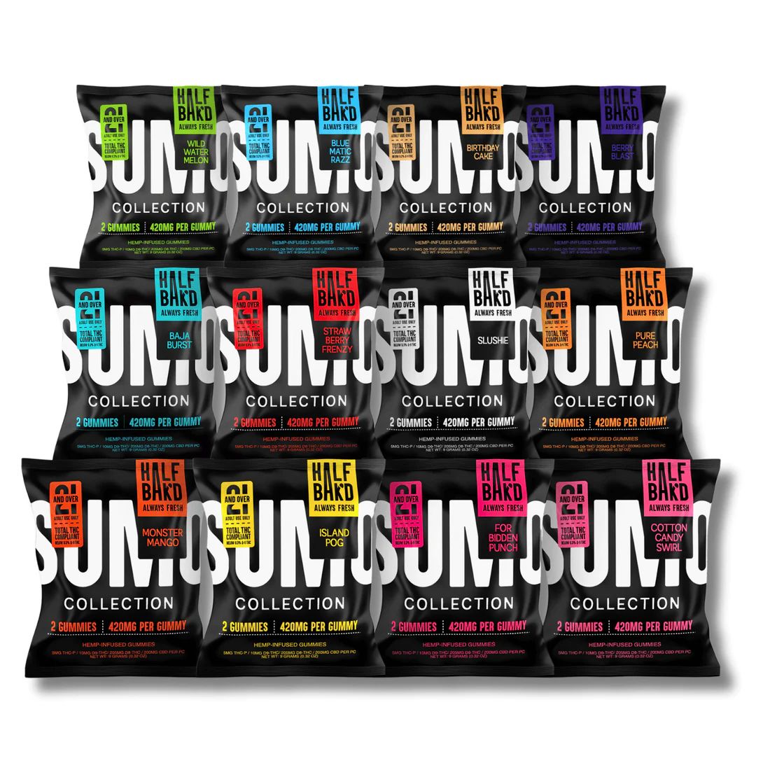HALF BAK'D SUMO MINI'S 2CT GUMMY BAG 840MG (420MG PER GUMMY)