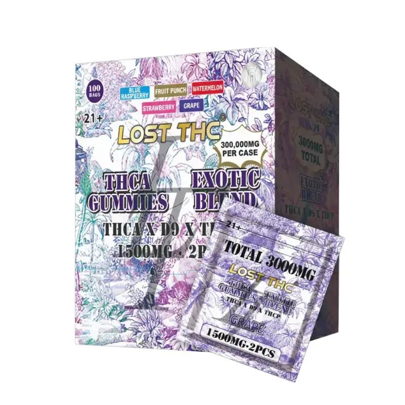 LOST THC EXOTIC BLEND 2CT GUMMY BAG 3,000MG (1,500MG PER GUMMY)
