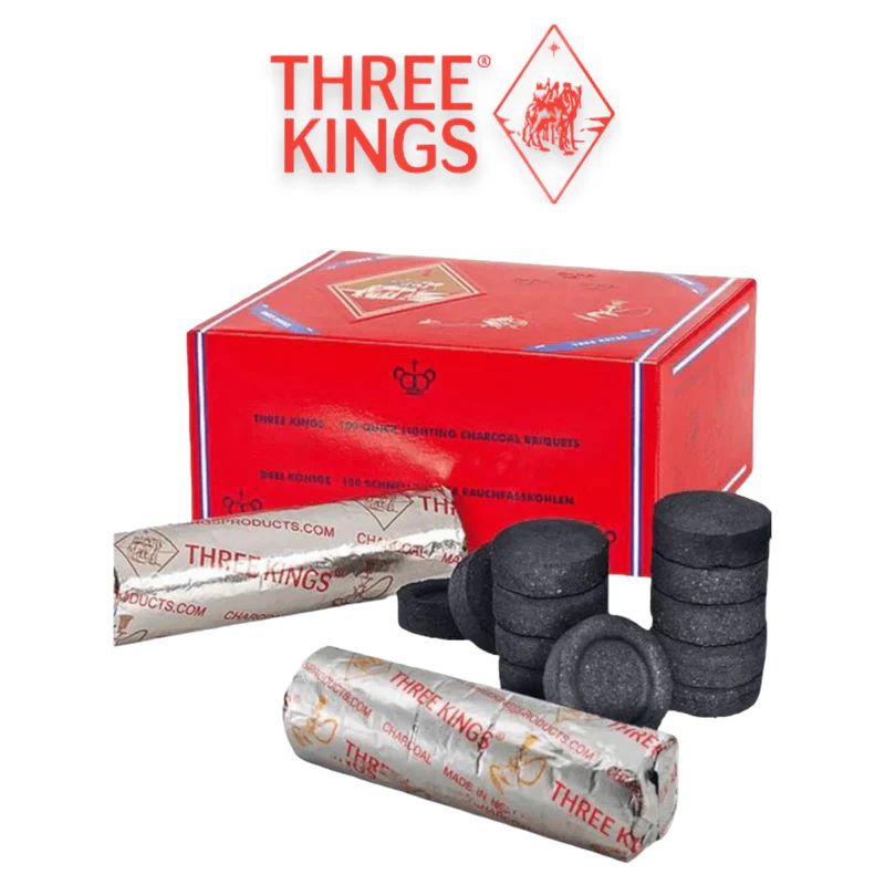 THREE KINGS HOOKAH CHARCOAL DISPLAY OF 12