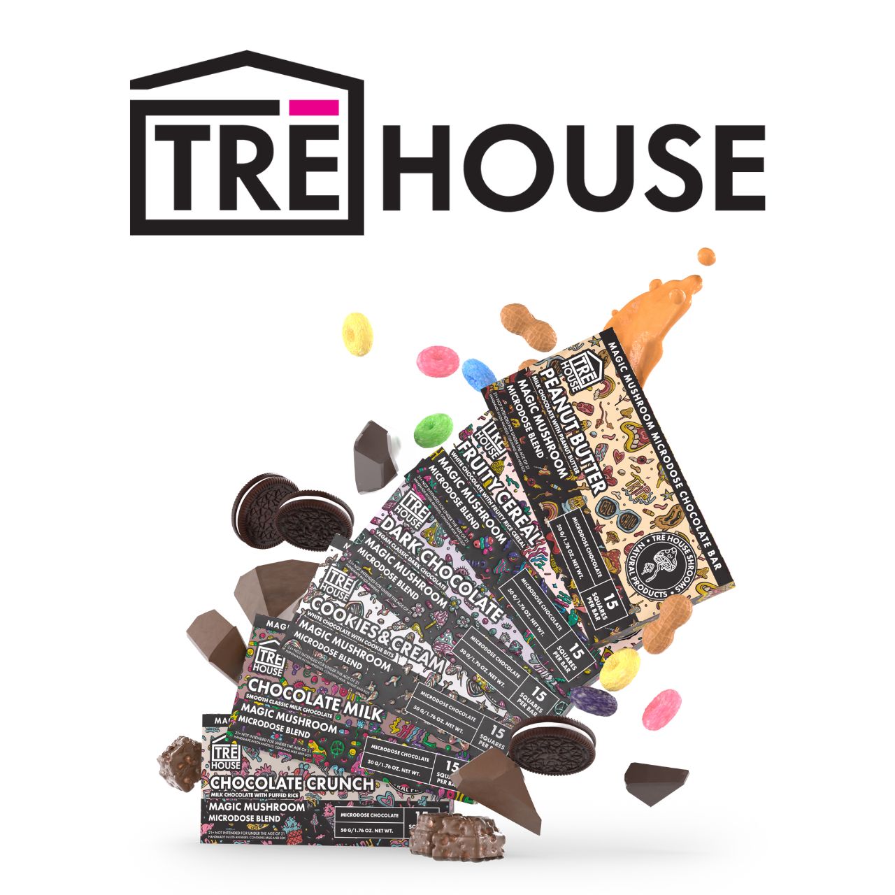 TRE HOUSE 50G MUSHROOM 15CT CHOCOLATE BAR TRE HOUSE 50G MUSHROOM 15CT CHOCOLATE BAR