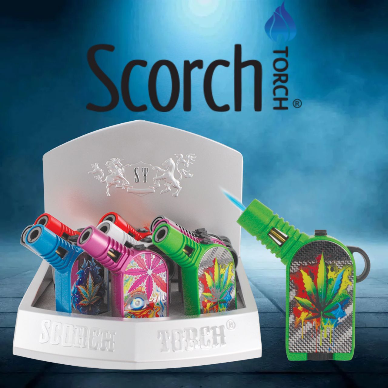 SCORCH TORCH 45 DEGREE HOLD BUTTON TORCH LEAF DESIGN