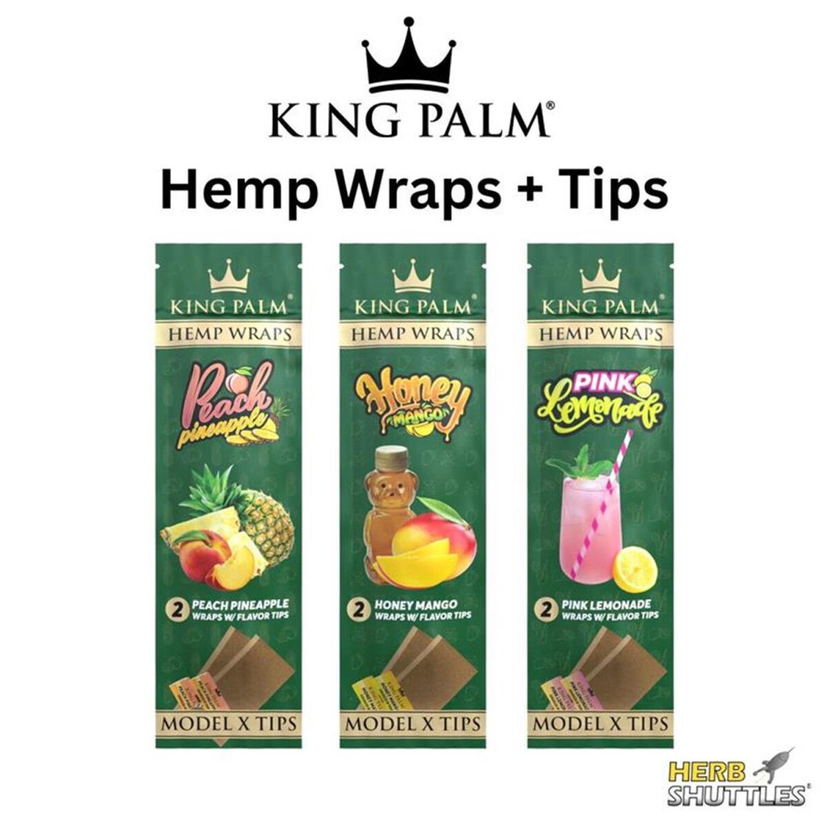 KING PALM 2CT HEMP WRAPS WITH FLAVORED TIPS