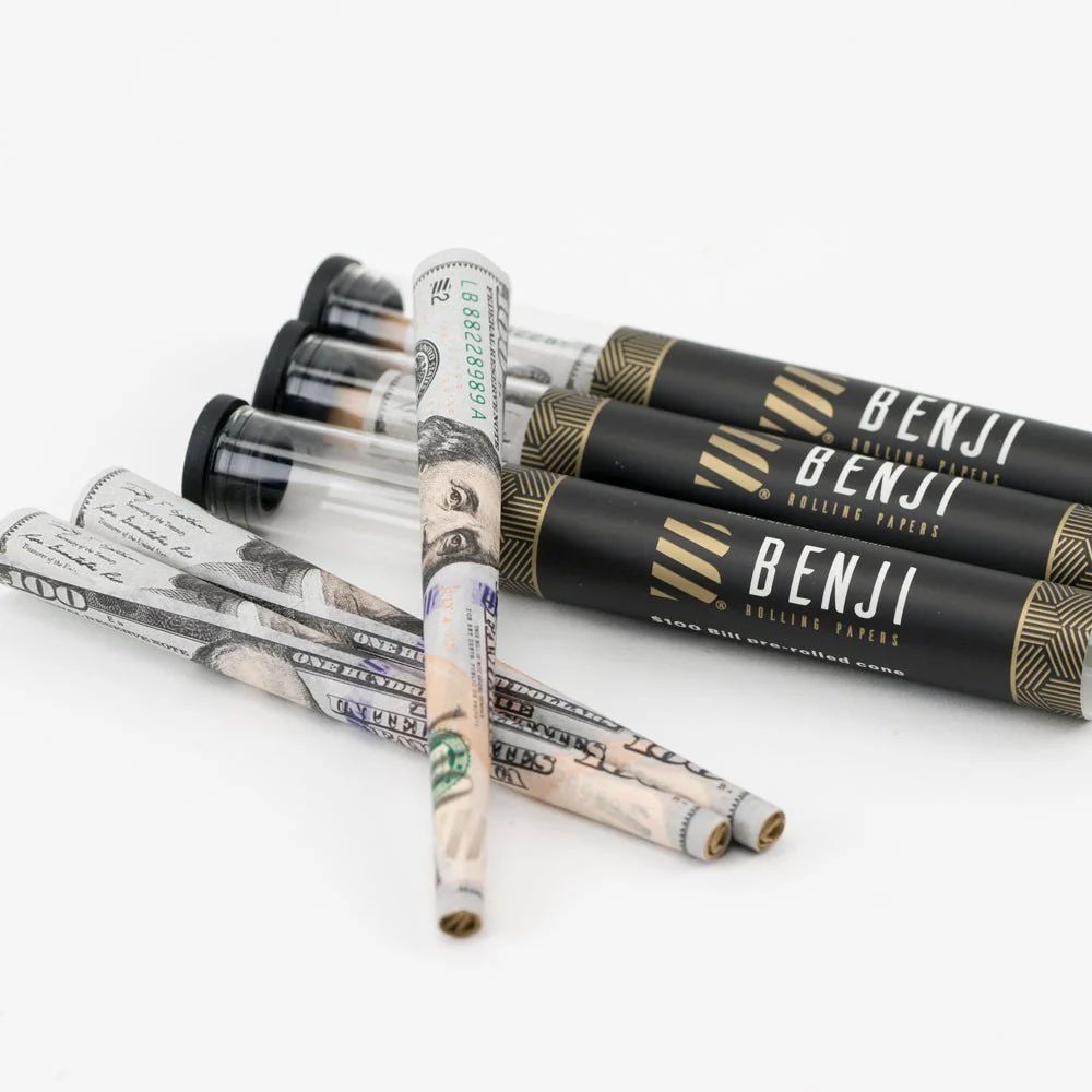 BENJI $100 BILL PRE ROLLED CONES 3CT BENJI $100 BILL PRE ROLLED CONES 3CT