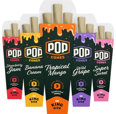POP CONES FLAVORED KING SIZE 3CT UNBLEACHED CONES POP CONES FLAVORED KING SIZE 3CT UNBLEACHED CONES