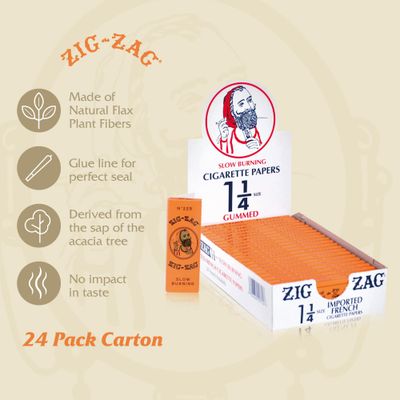 ZIG ZAG 1 1/4 FRENCH GUMMED 32CT BOOKLET ROLLING PAPERS ZIG ZAG 1 1/4 FRENCH GUMMED 32CT BOOKLET ROLLING PAPERS