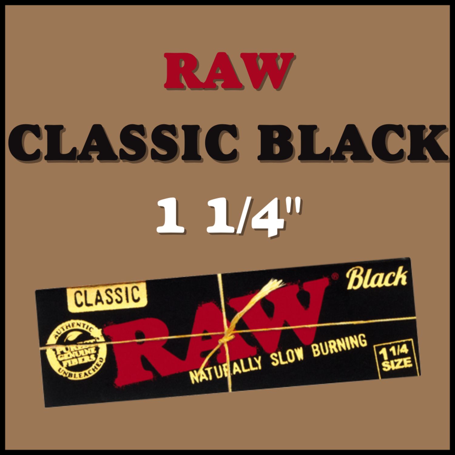 RAW 1 1/4 BLACK ROLLING PAPER