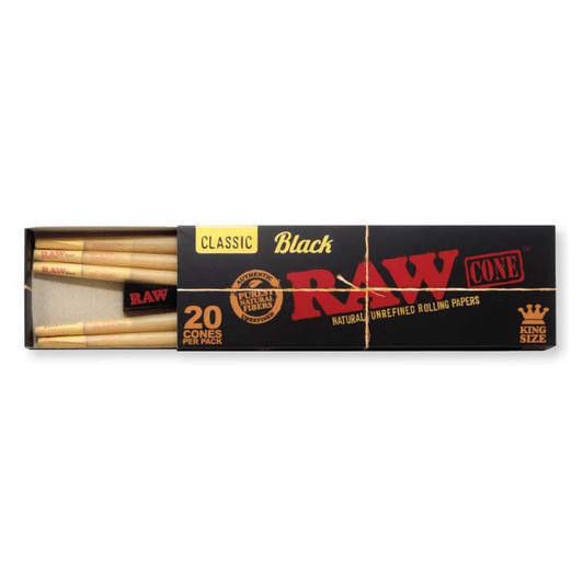 RAW CLASSIC BLACK KING SIZE CONES 20CT RAW CLASSIC BLACK KING SIZE CONES 20CT