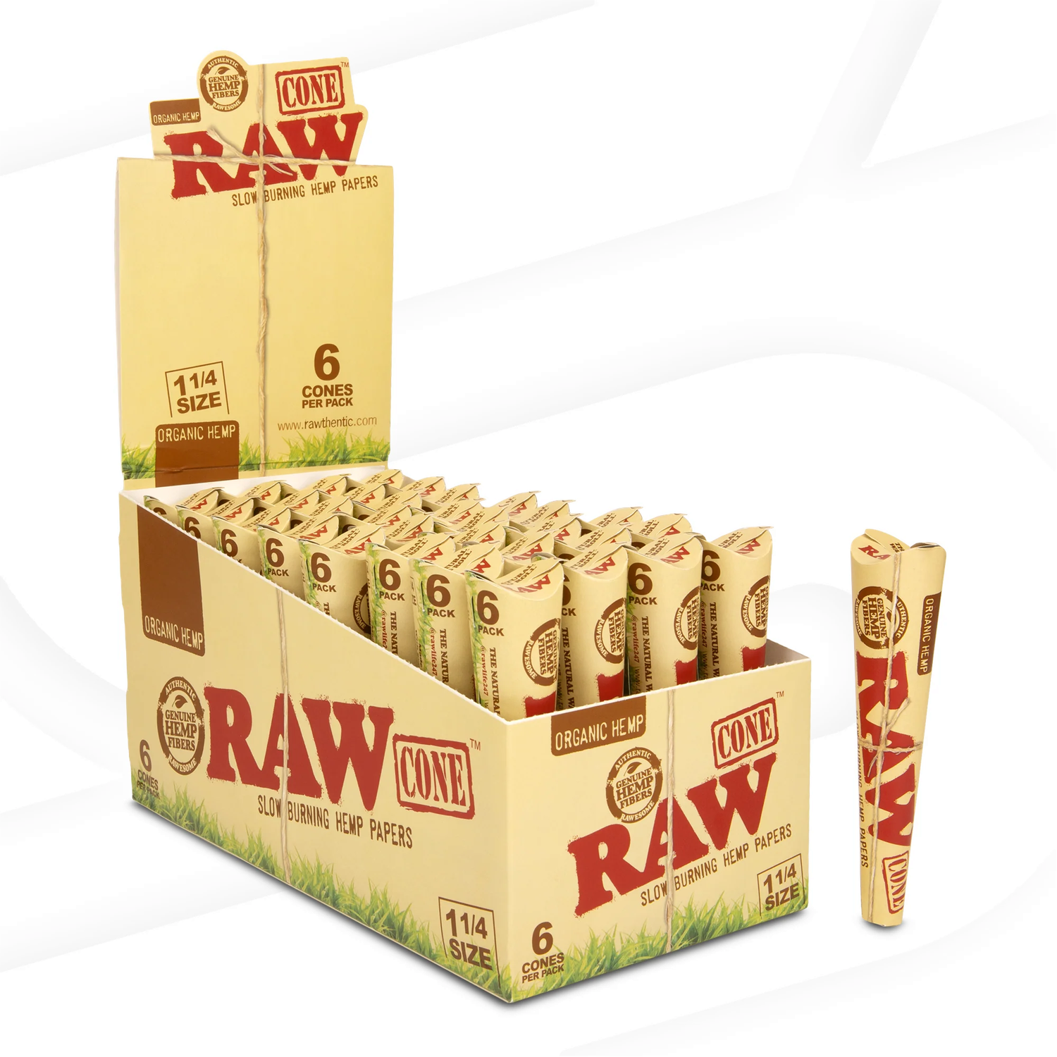 RAW ORGANIC HEMP 1 1/4 CONES 6CT