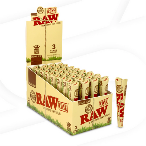 RAW ORGANIC HEMP KING SIZE CONES 3CT RAW ORGANIC HEMP KING SIZE CONES 3CT