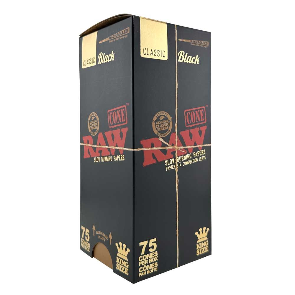 RAW CLASSIC BLACK KING SIZE CONES 75CT RAW CLASSIC BLACK KING SIZE CONES 75CT