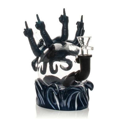 VERTICAL MIDDLE FINGERED OCTOPUS DESIGN 7.3" PREMIUM WATER PIPE