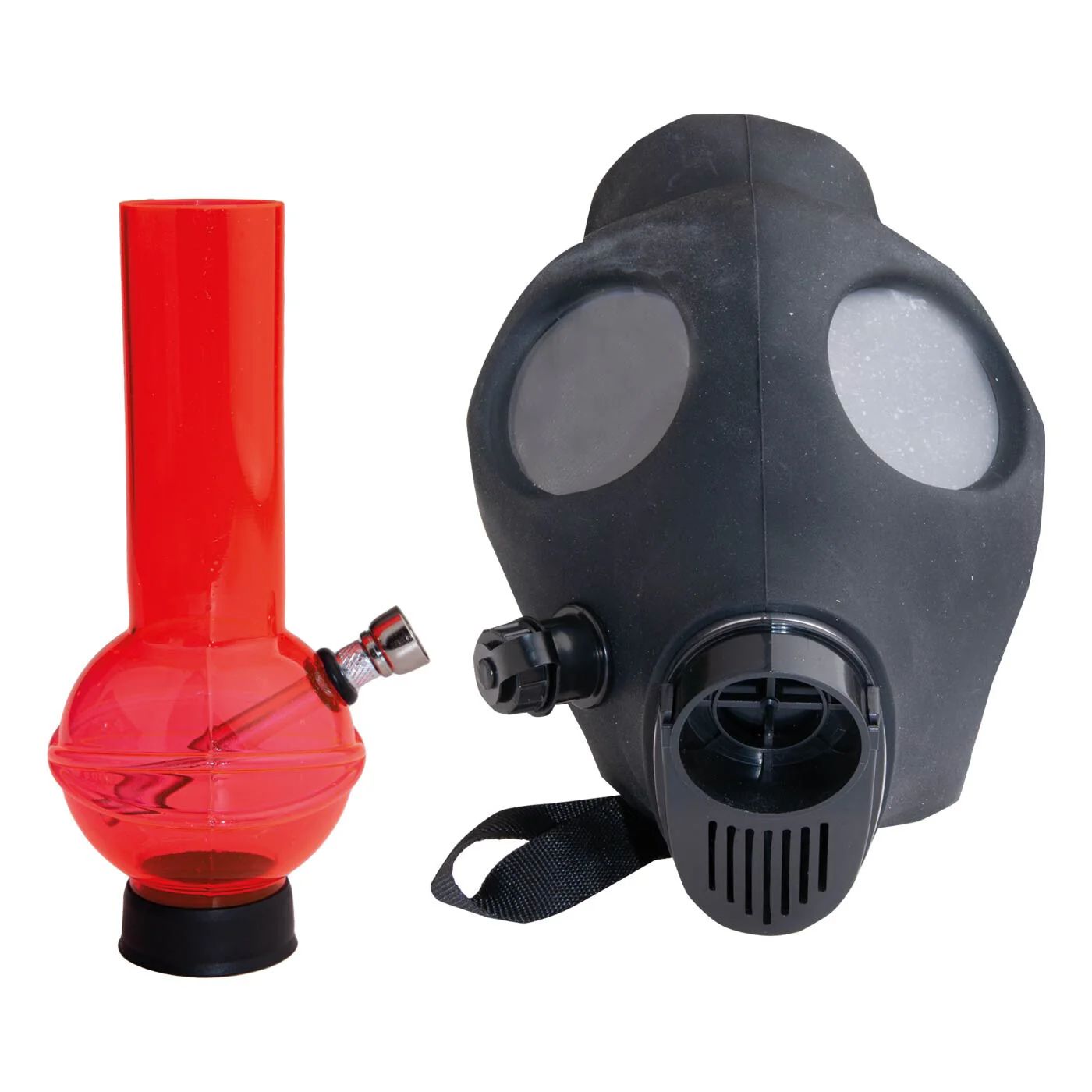 SILICONE COLORED GAS MASK WITH 8 INCH BONG