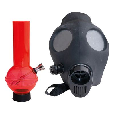SILICONE COLORED GAS MASK WITH 8 INCH BONG
