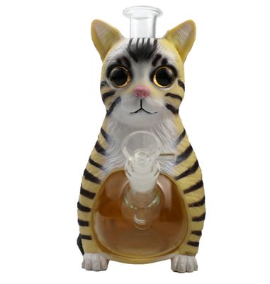TABBY CAT DESIGN PREMIUM GLASS 9.5" WATER PIPE