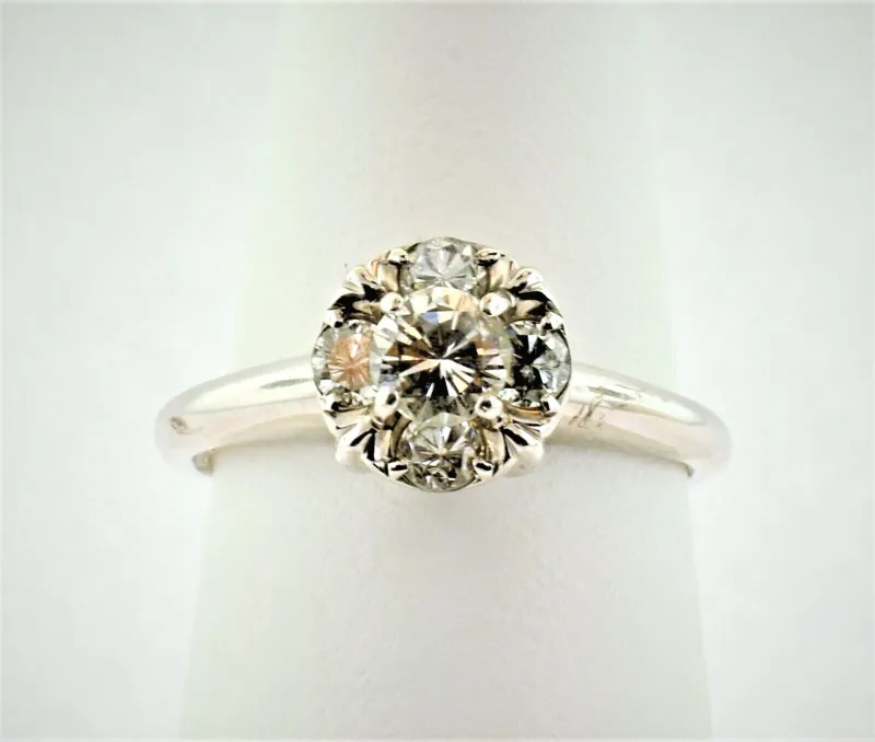 Five Diamond Cluster Top Illusion Setting Engagement Ring