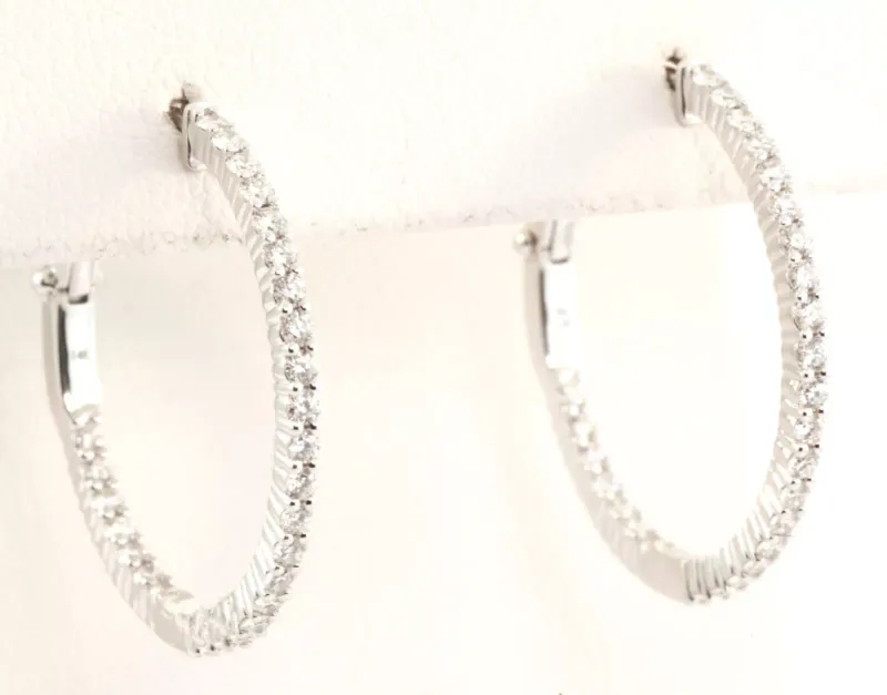 Inside out Diamond hoop Earrings with Omega backs