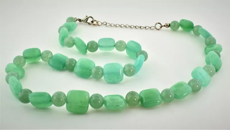 Round & Cushion Shape Light & Dark Green Jade Pendant w/ Adjustable Chain Clasp