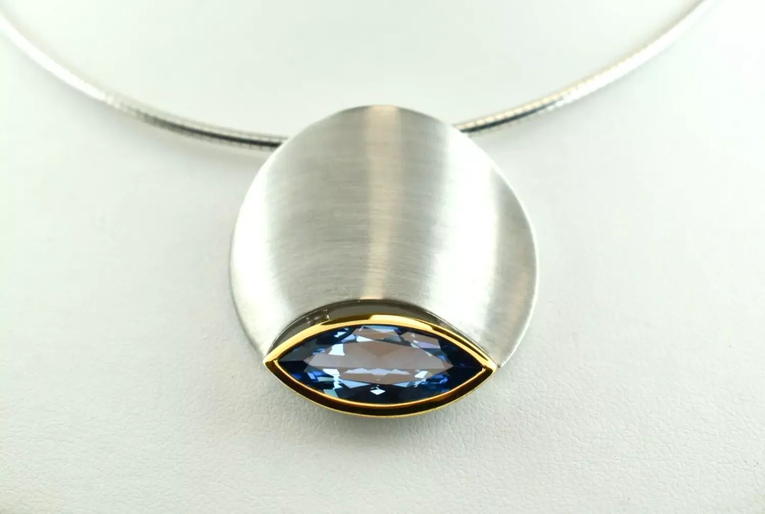 Joryel Vera Sterling Silver Blue Topaz Pendant with 14k Gold Highlights