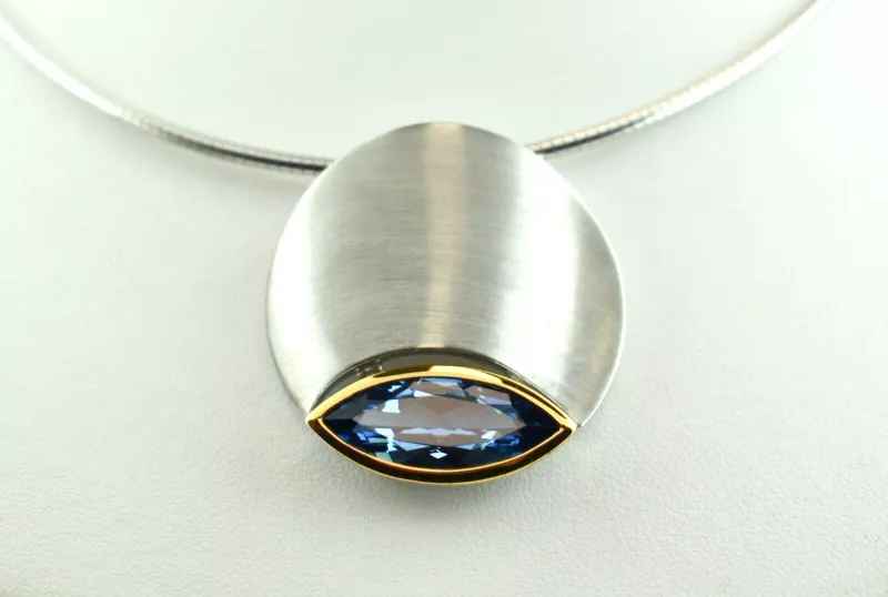 Joryel Vera Sterling Silver Blue Topaz Pendant with 14k Gold Highlights