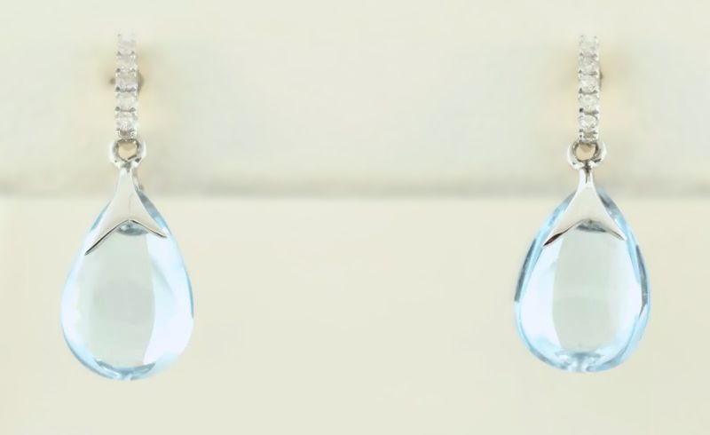 Blue topaz and Diamond Earrings