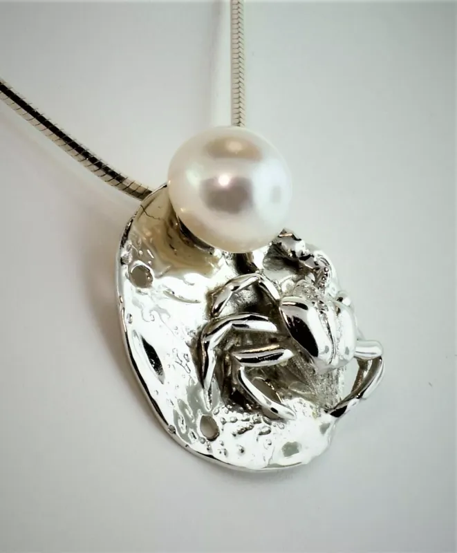 Crab and Pearl Pendant