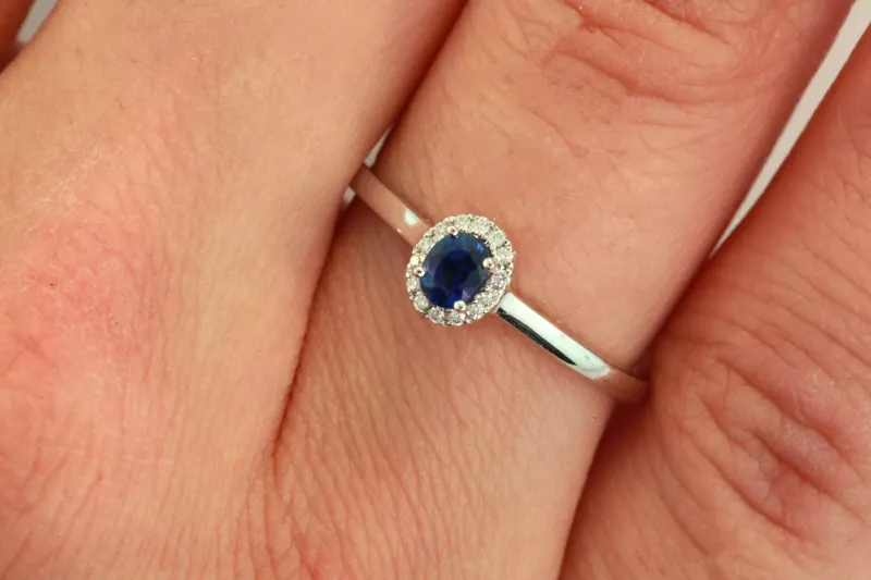Sapphire ring with Diamond Halo