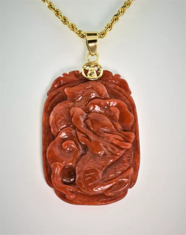 Red Jade Dragon Pendant