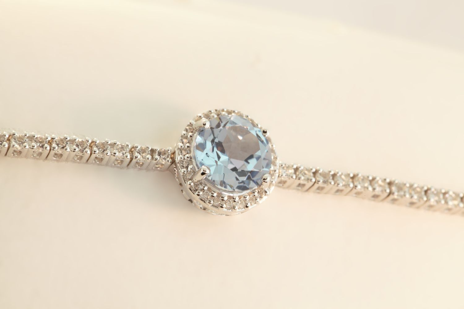 Aquamarine Sterling Silver tennis Bracelet