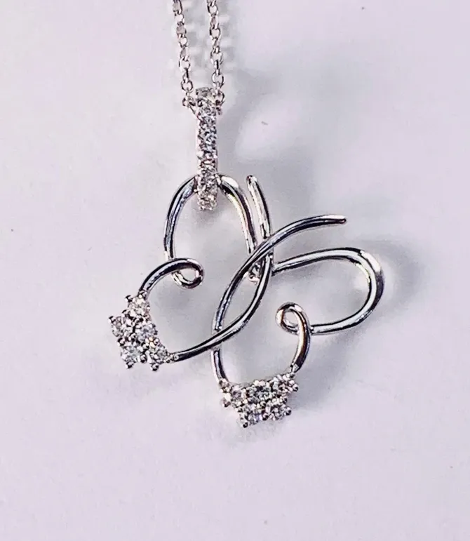 Diamond Butterfly Pendant on adjustable chain