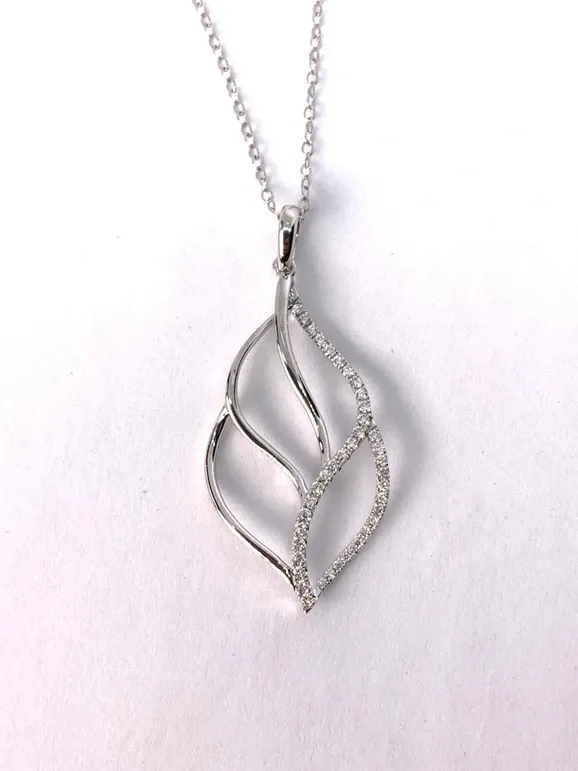 Diamond and Gold Leaf Necklace