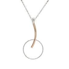 Frederic Duclos designer Sterling Silver and rose gold plated harper necklace