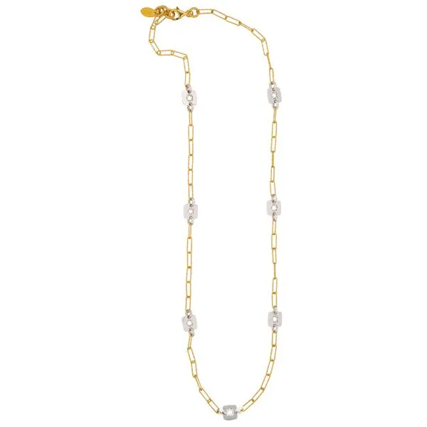 Frederic Duclos designer Sterling Silver and yellow gold plated clementine necklace 25"