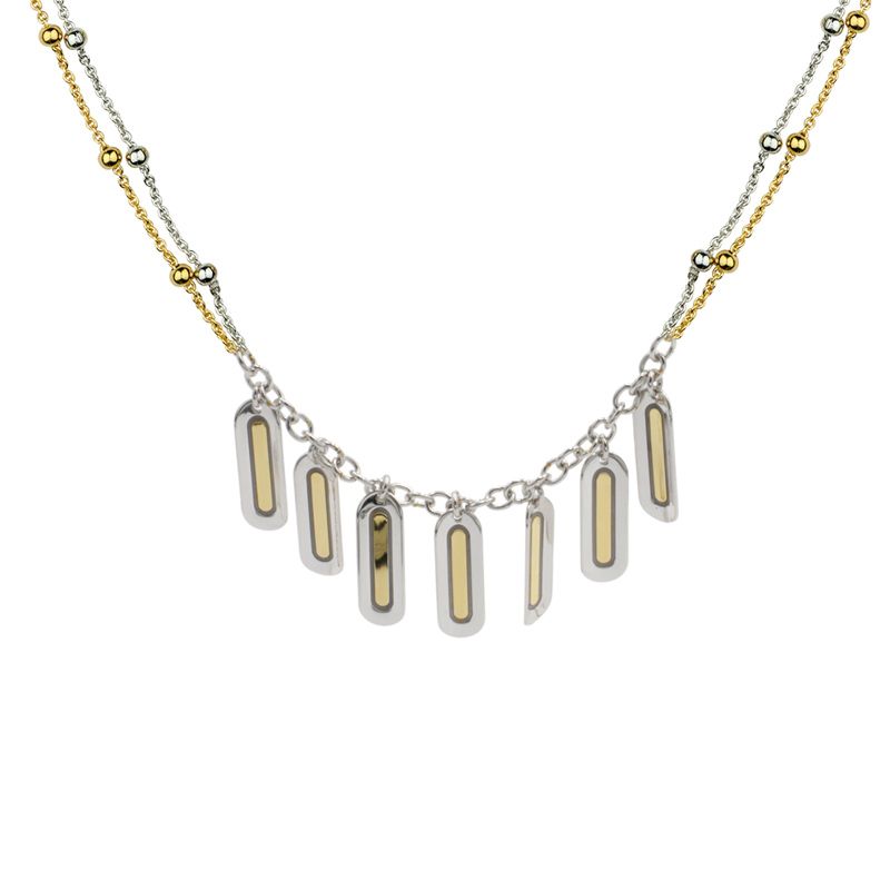 Frederic Duclos Designer Sterling Silver Jewelry, Sterling Silver and Yellow Gold Plated Beatrice Necklace