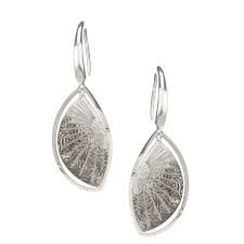 Frederic Duclos Designer Sterling Silver Jewelry, Sunray Leaf Earrings