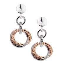 Frederic Duclos designer Sterling Silver and Rose gold plated small love knot earrings