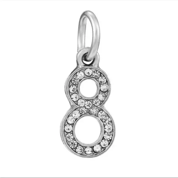 Number 8 Clear Cubic Zirconia Charm