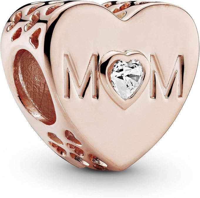 Mother Heart, Clear CZ Mum heart PANDORA Rose charm with clear CZ