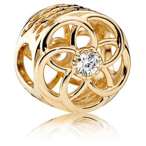 PANDORA - Charm Loving Bloom in 14K Gold with Clear CZ