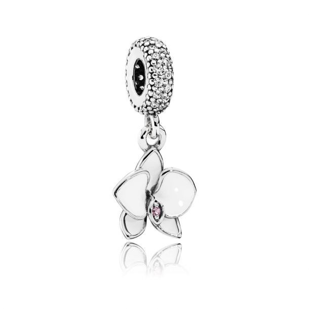 PANDORA - Orchid, White Enamel, Clear & Orchid CZ