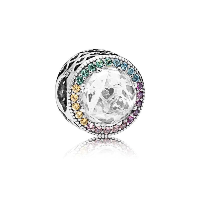 PANDORA - Radiant Hearts Multi-Colored Crystal CZ Abstract charm in SS